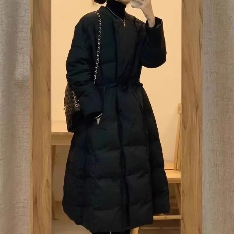 Manteau Long Noir Style Coréen – Doublé Coton & Chaud